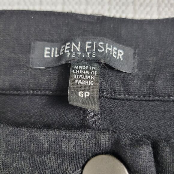 Eileen Fisher Black‎ Filigree Print Skinny Pants Women's Size 6 Petite - Picture 2 of 10